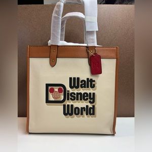NWCertified Limited Coach Disney X Coach Field Tote With Walt Disney World Motif